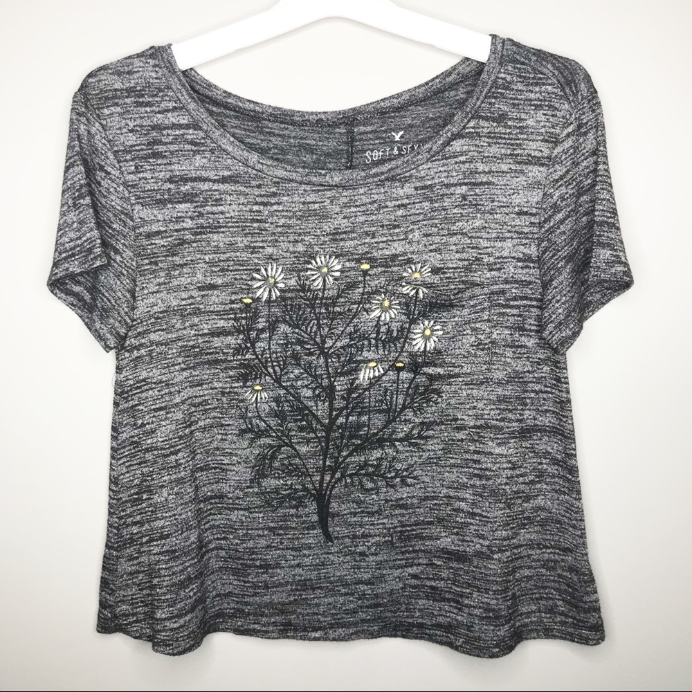 American Eagle Soft & Sexy T black gray crop top